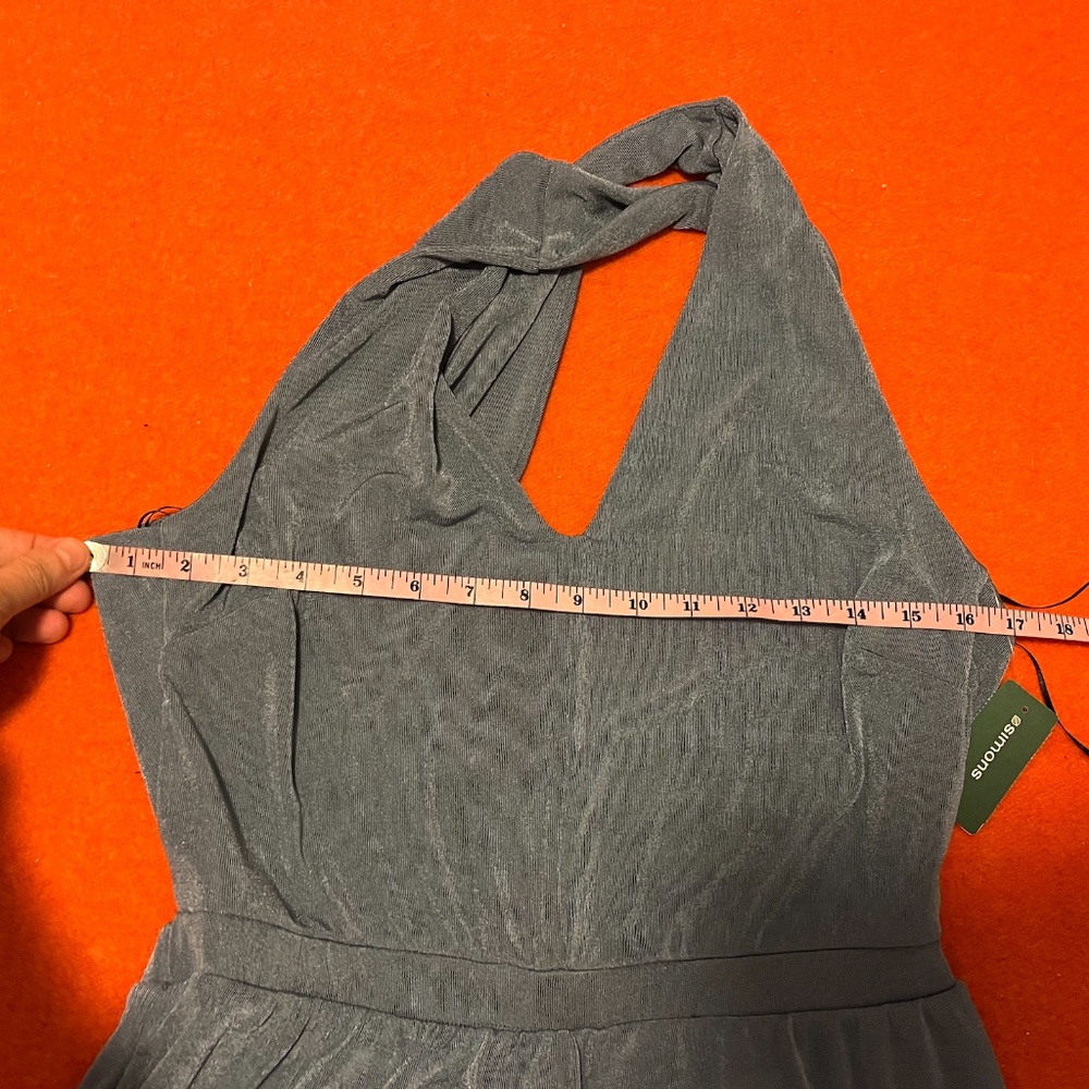 Shiny slate blue crisscross back knit romper NWT - Picture 5 of 11
